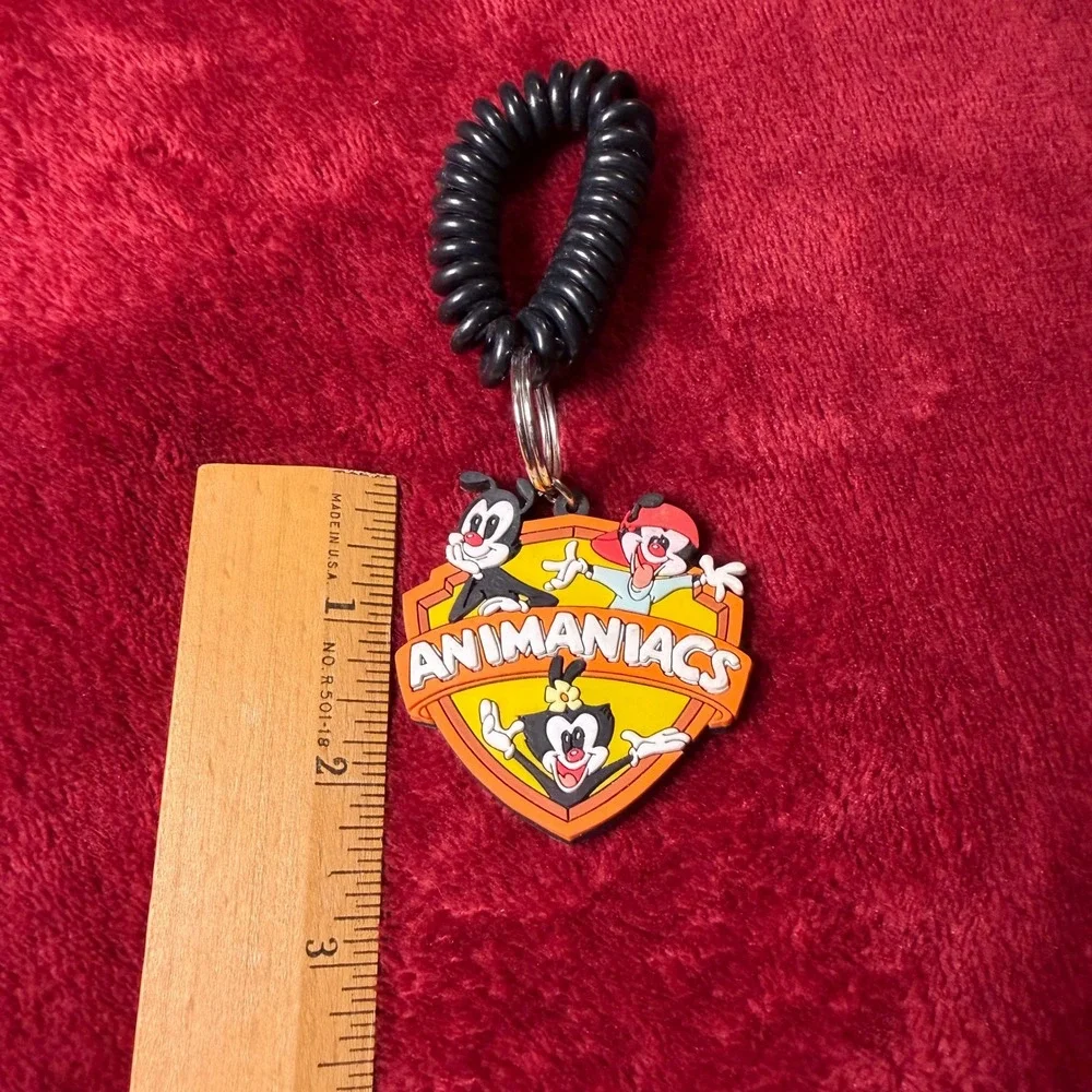 Vintage 1995 Animaniacs Keychain Warner Bros Yakko Wakko Dot Spiral Wrist Coil